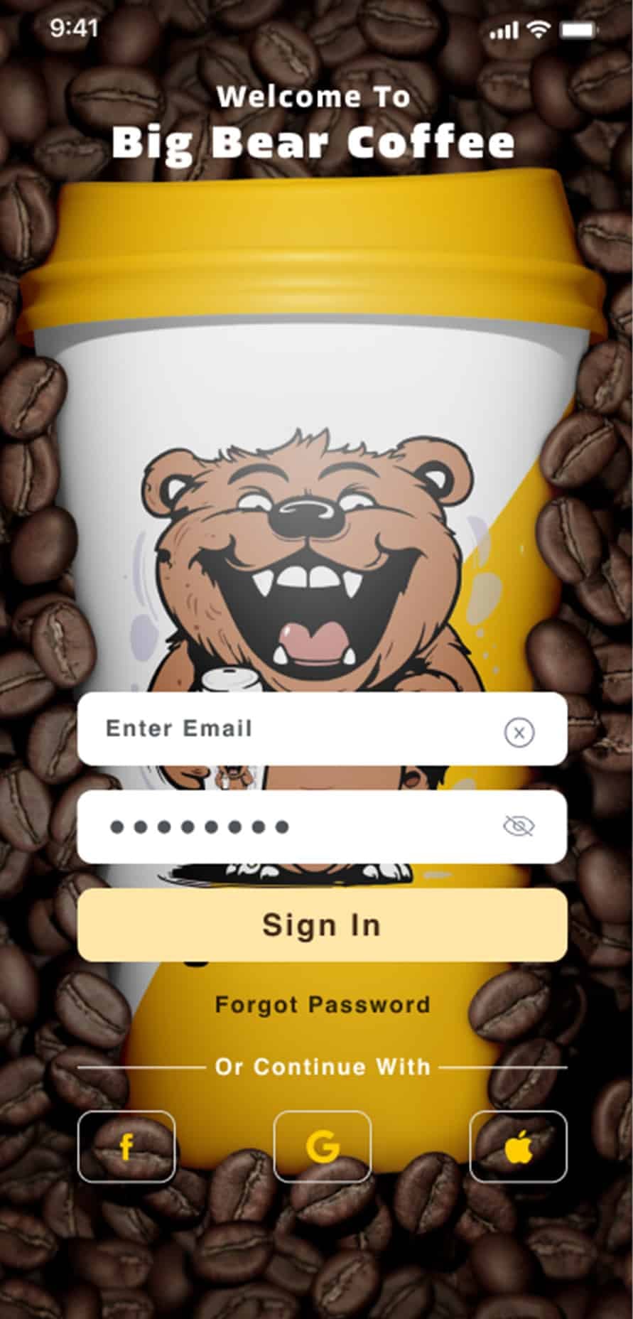 Big Bear Coffee, Login Screen