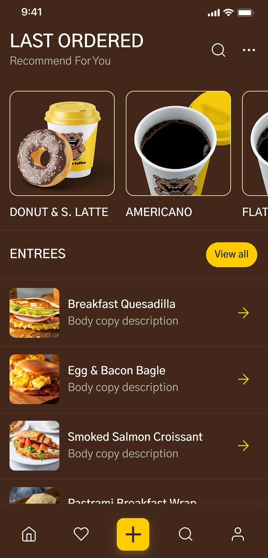 Big Bear Coffee, Main Screen