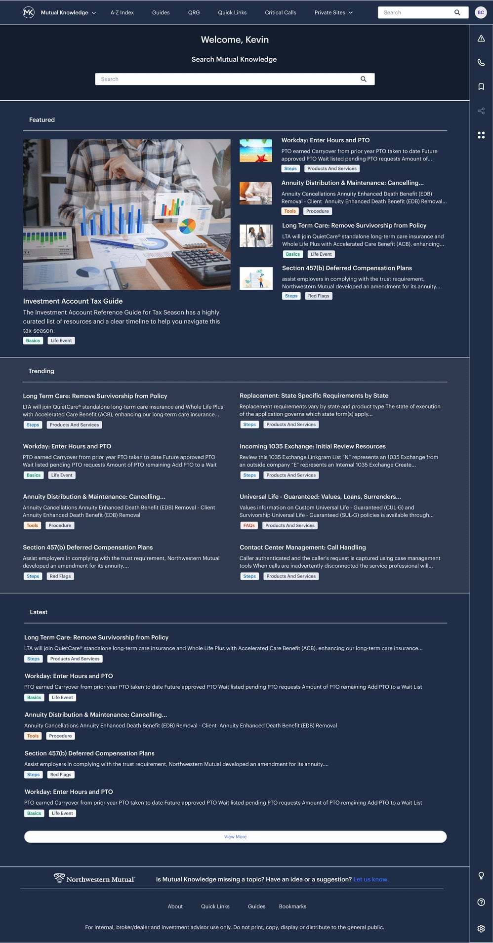 Northwestern Mutual, Dark Mode Homepage