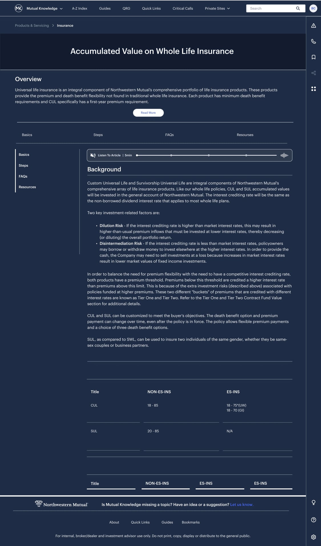 Northwestern Mutual, Article Page